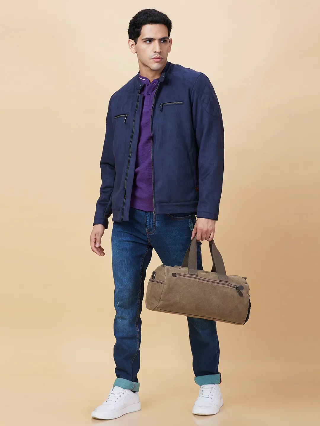 Blue Regular Fit Long Sleeves Men's Jacket by Being Human Clothing - Image 6