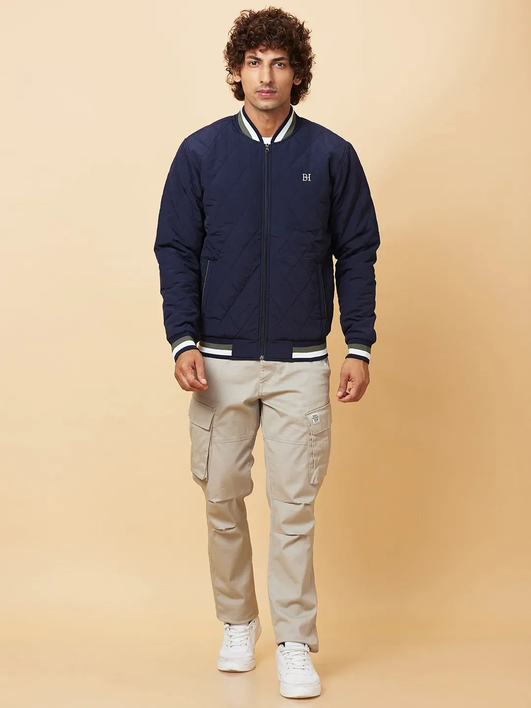 Navy Regular Fit Men's Jacket by Being Human Clothing - Image 2