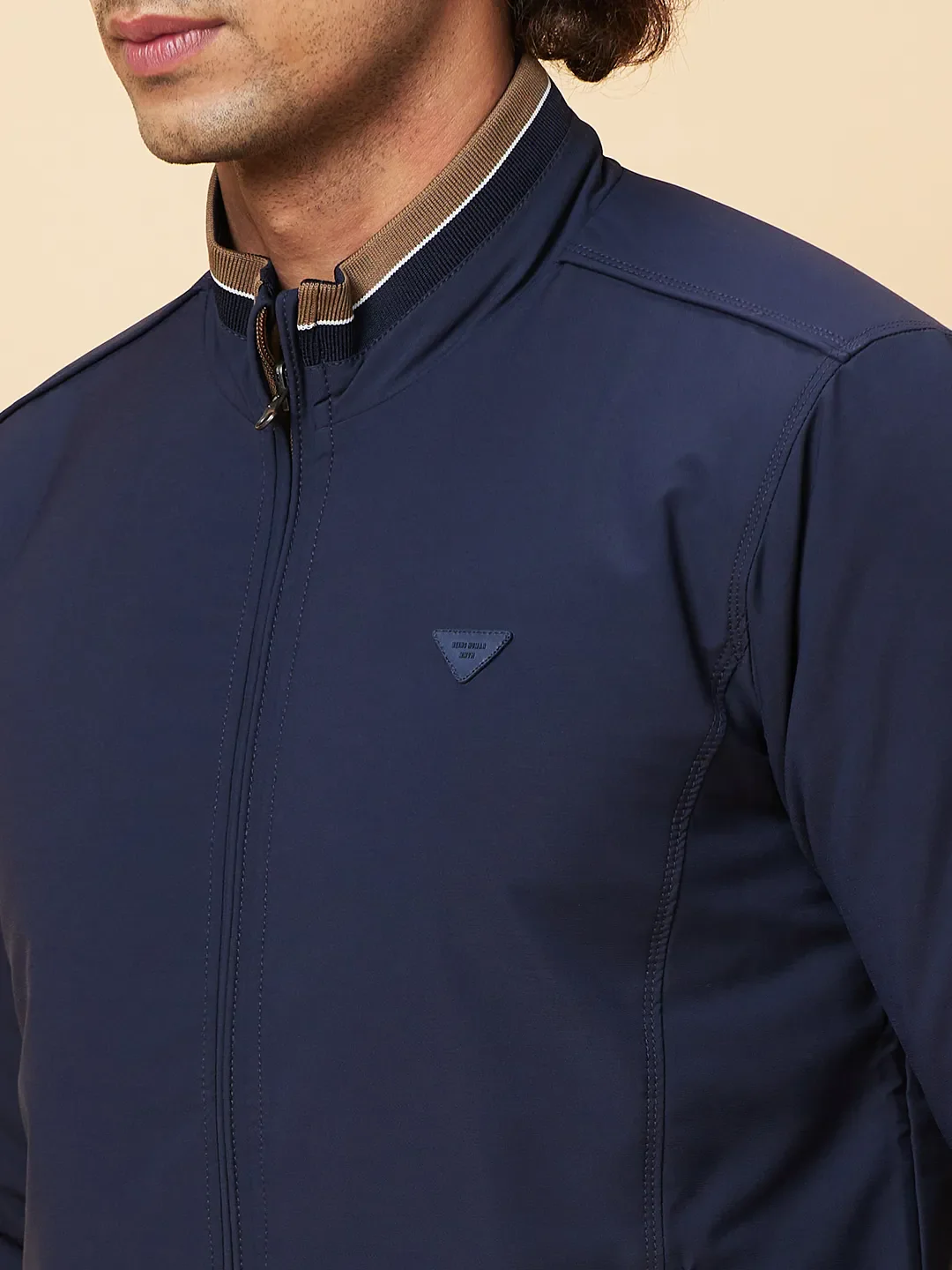 Navy Regular Fit Men's Jacket by Being Human Clothing - Image 5