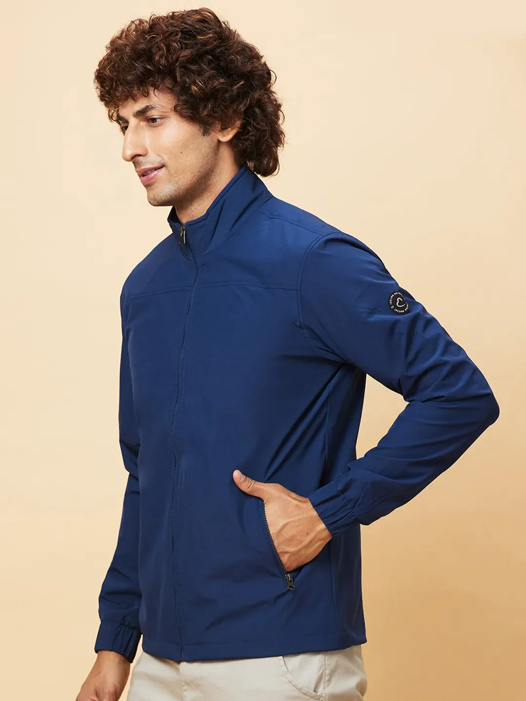 Navy Regular Fit Men's Jacket by Being Human Clothing - Image 4