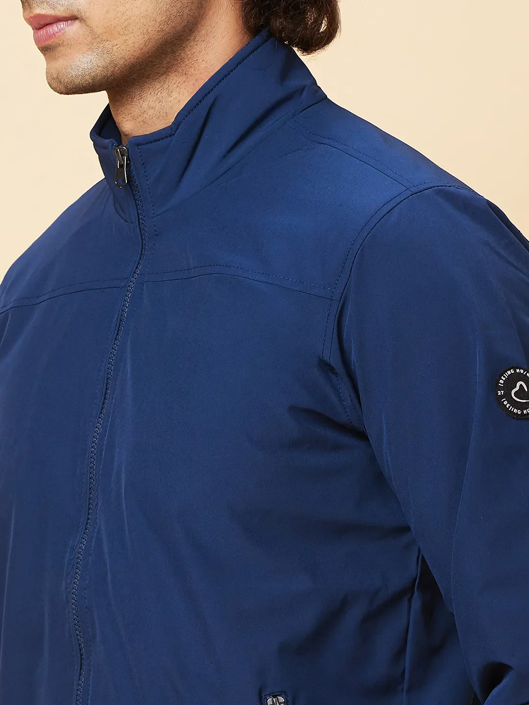 Navy Regular Fit Men's Jacket by Being Human Clothing - Image 5