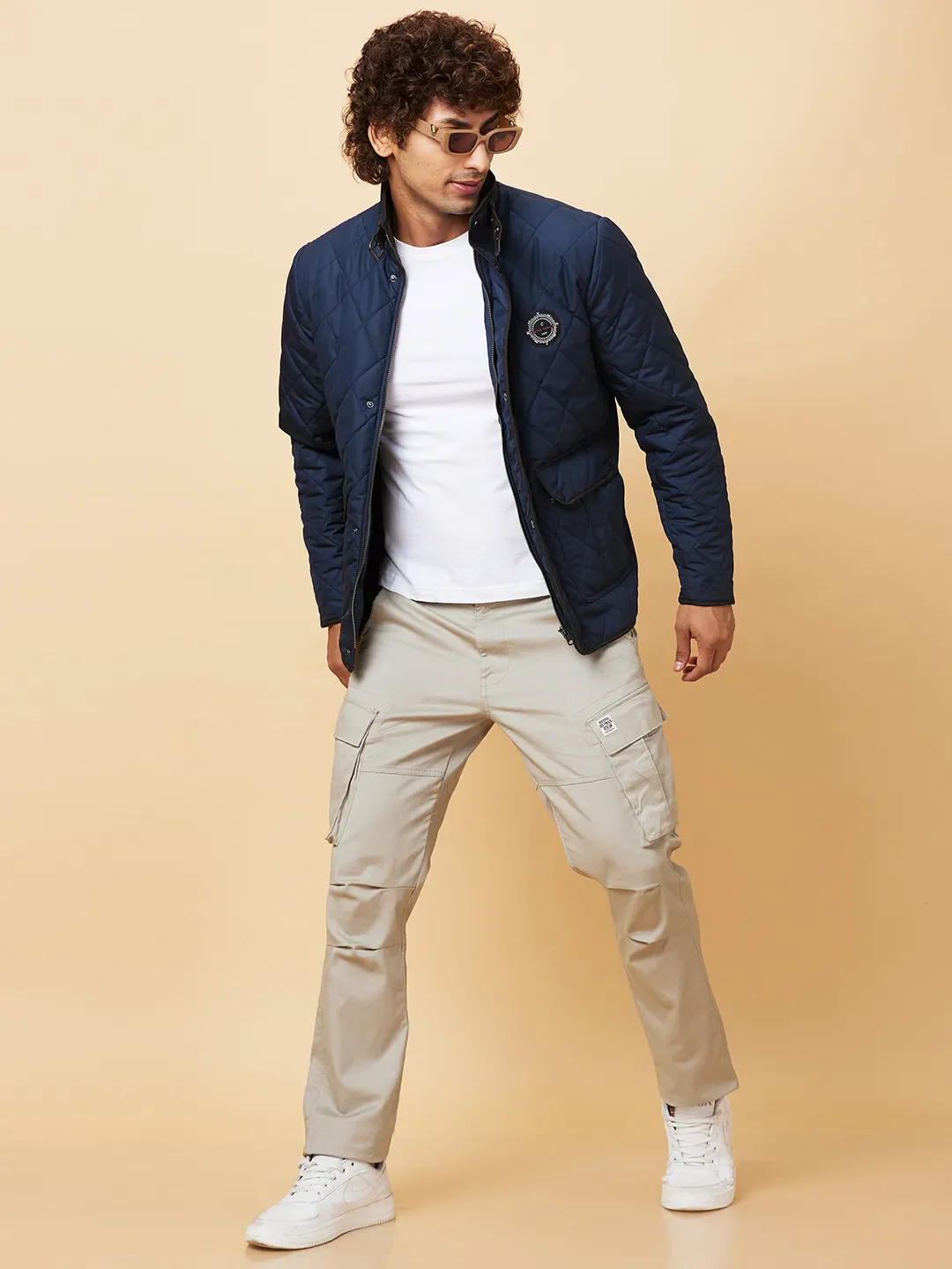 Navy Regular Fit Men's Jacket by Being Human Clothing - Image 6