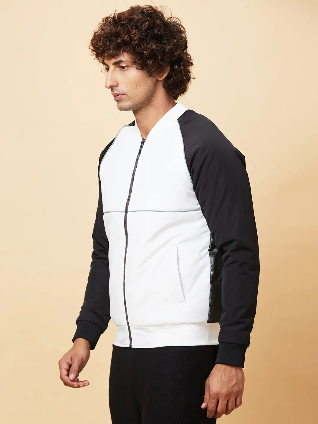 Off White Regular Fit Men's Jacket by Being Human Clothing - Image 4