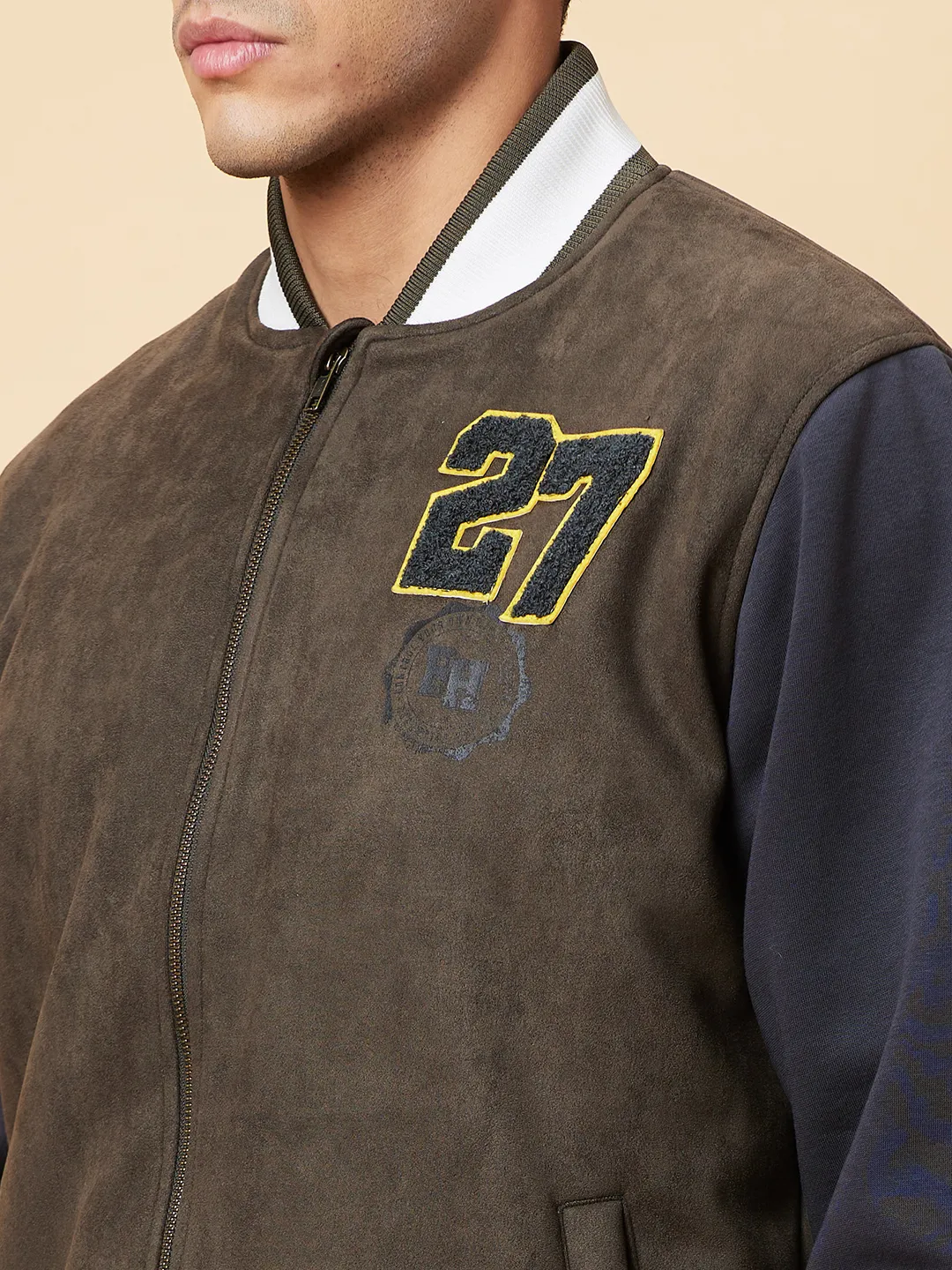 Olive Regular Fit Men's Jacket by Being Human Clothing - Image 5