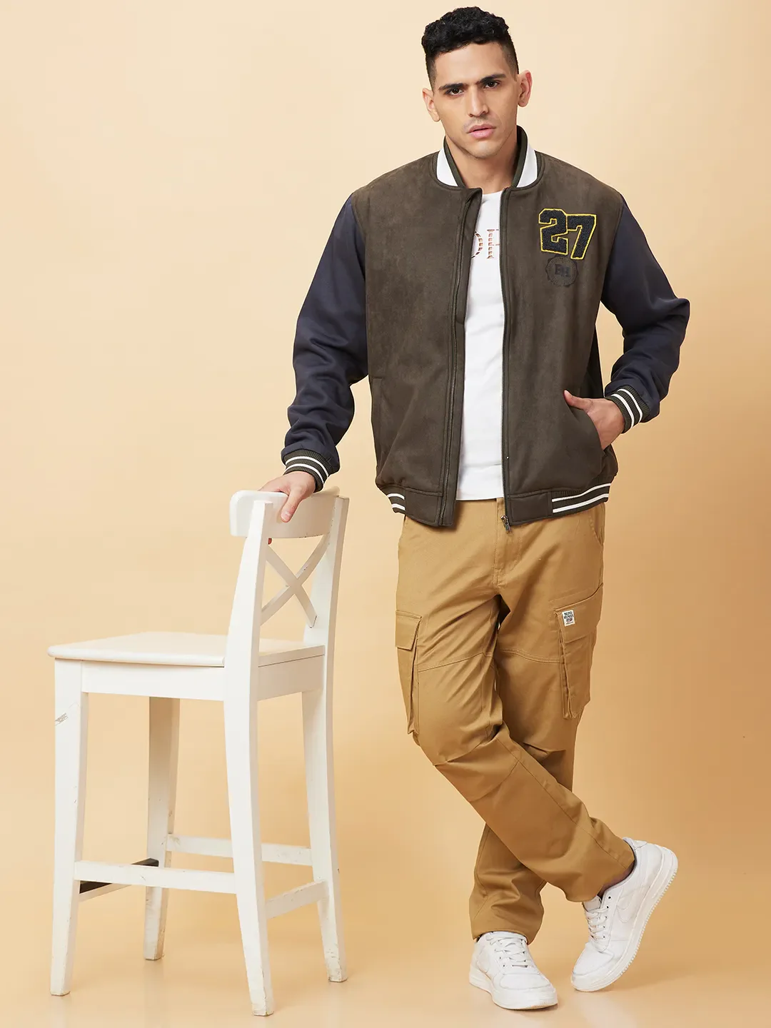 Olive Regular Fit Men's Jacket by Being Human Clothing - Image 6