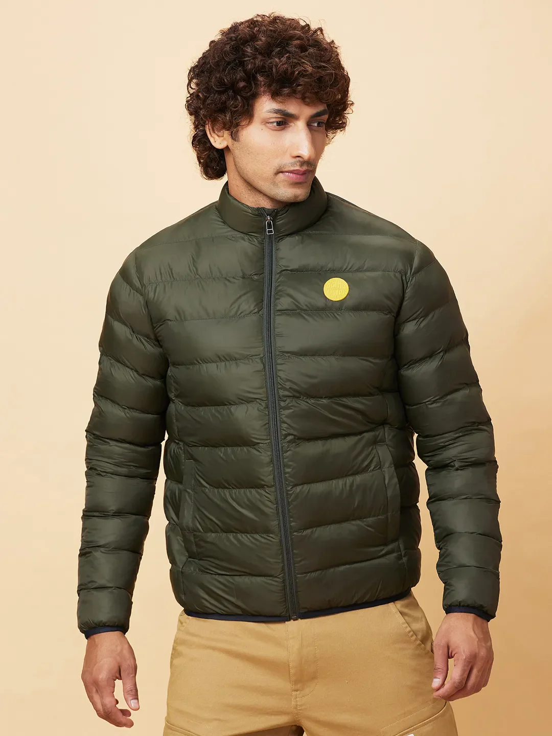 Olive Regular Fit Long Sleeves Men's Jacket by Being Human Clothing