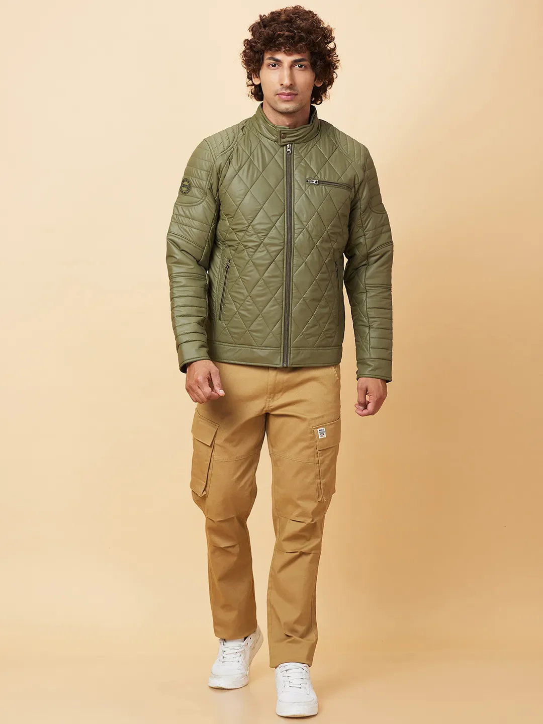 Olive Regular Fit Men's Jacket by Being Human Clothing - Image 2