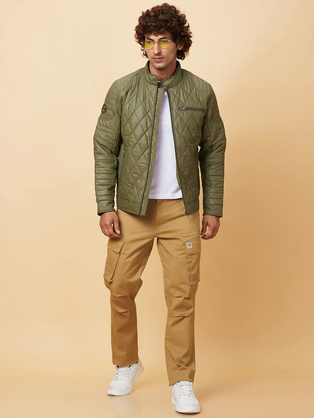 Olive Regular Fit Men's Jacket by Being Human Clothing - Image 6