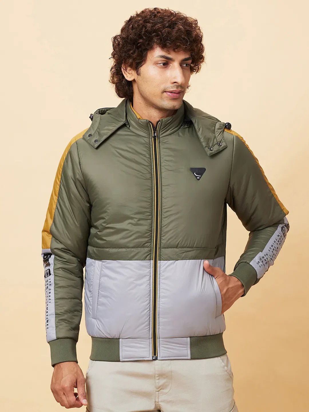 Olive Regular Fit Men's Jacket by Being Human Clothing