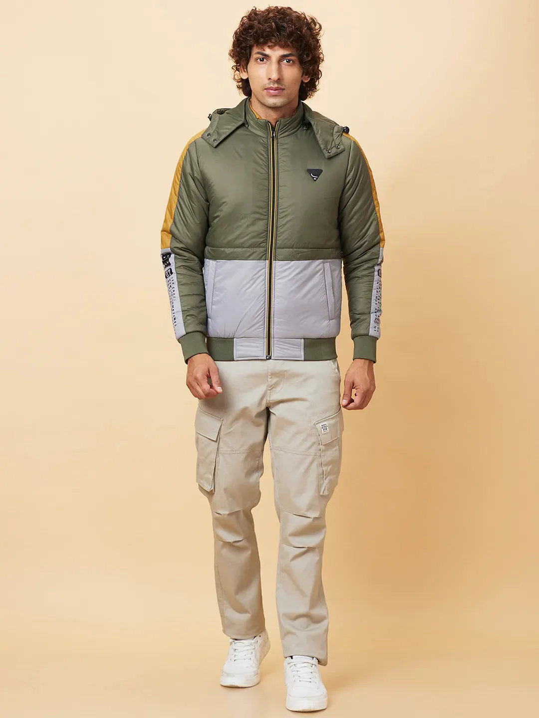 Olive Regular Fit Men's Jacket by Being Human Clothing - Image 2
