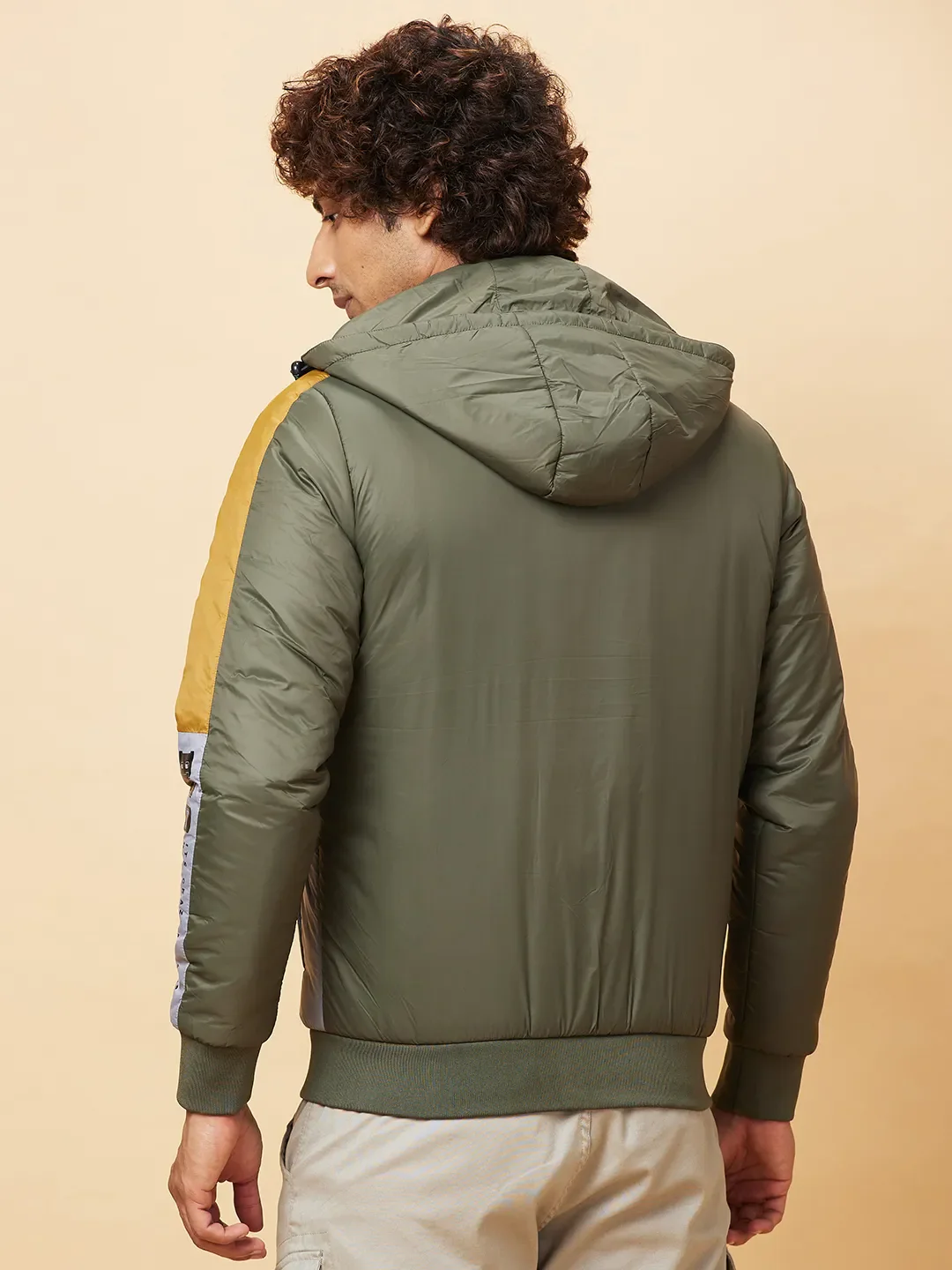 Olive Regular Fit Men's Jacket by Being Human Clothing - Image 3