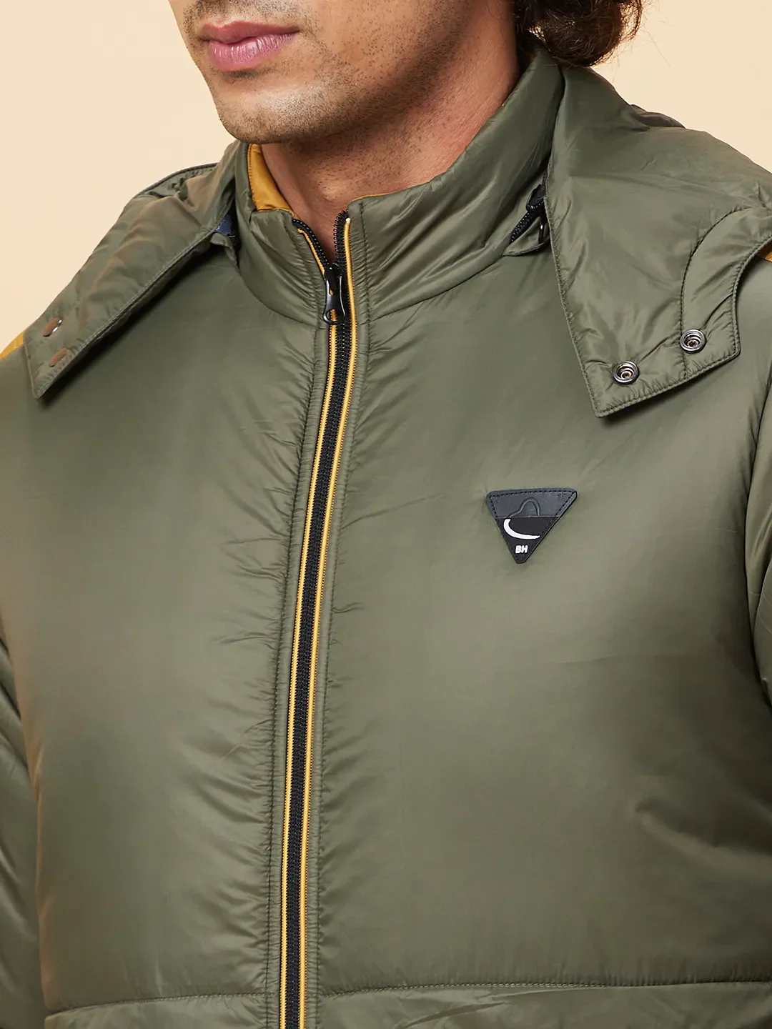 Olive Regular Fit Men's Jacket by Being Human Clothing - Image 5
