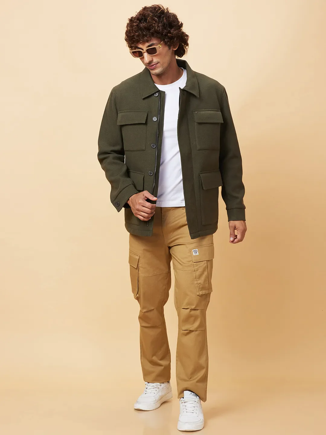 Olive Regular Fit Men's Jacket by Being Human Clothing - Image 6