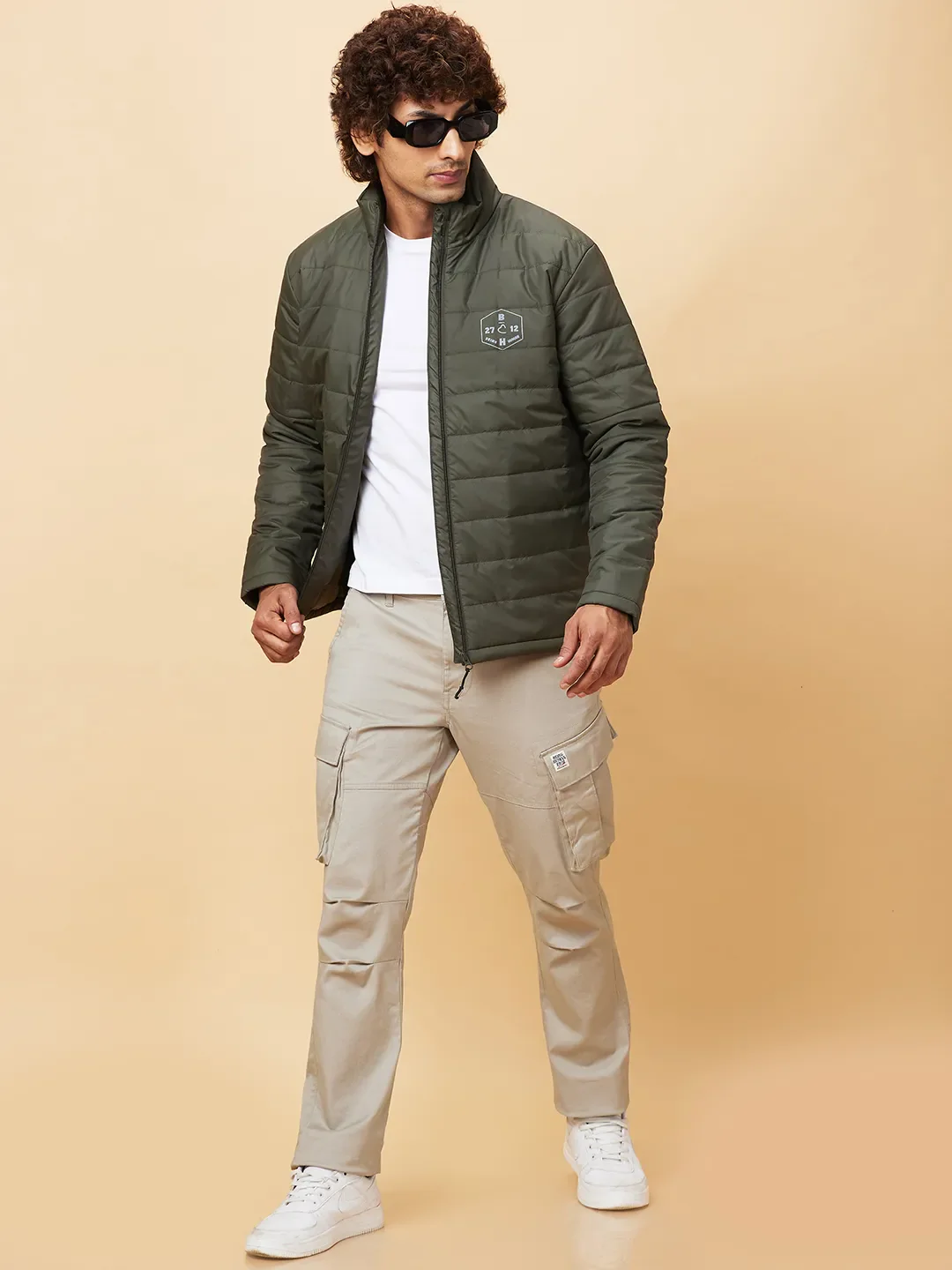 Olive Regular Fit Men's Jacket by Being Human Clothing - Image 6