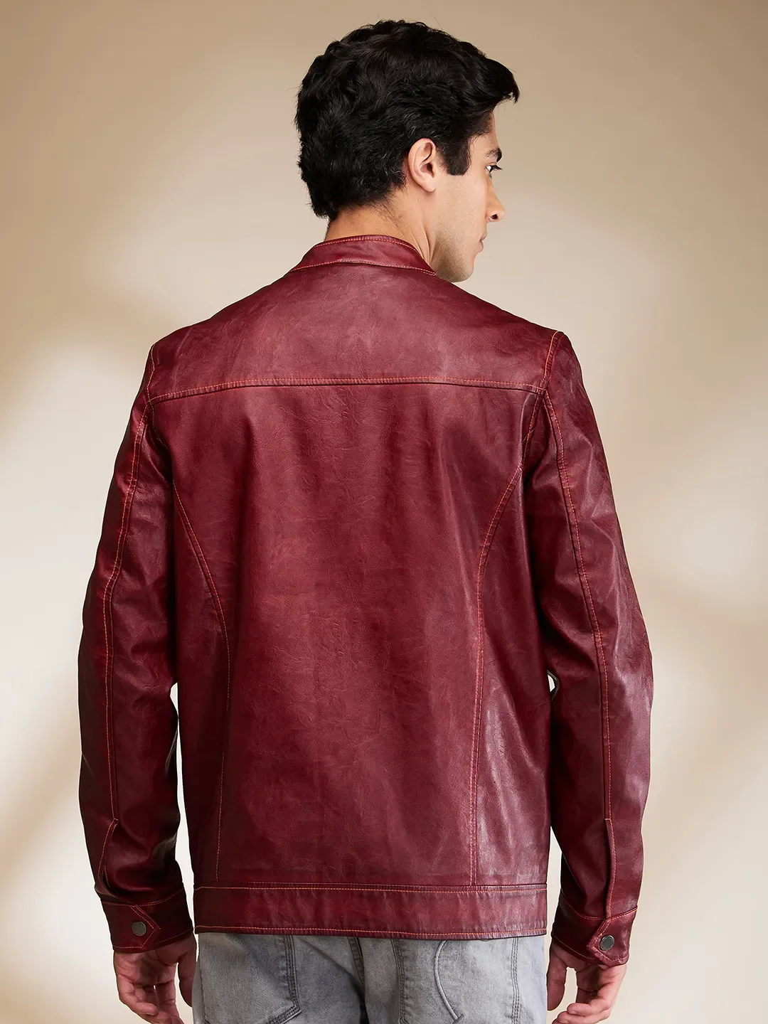 Orange Regular Fit Long Sleeves Men's Jacket by Being Human Clothing - Image 3