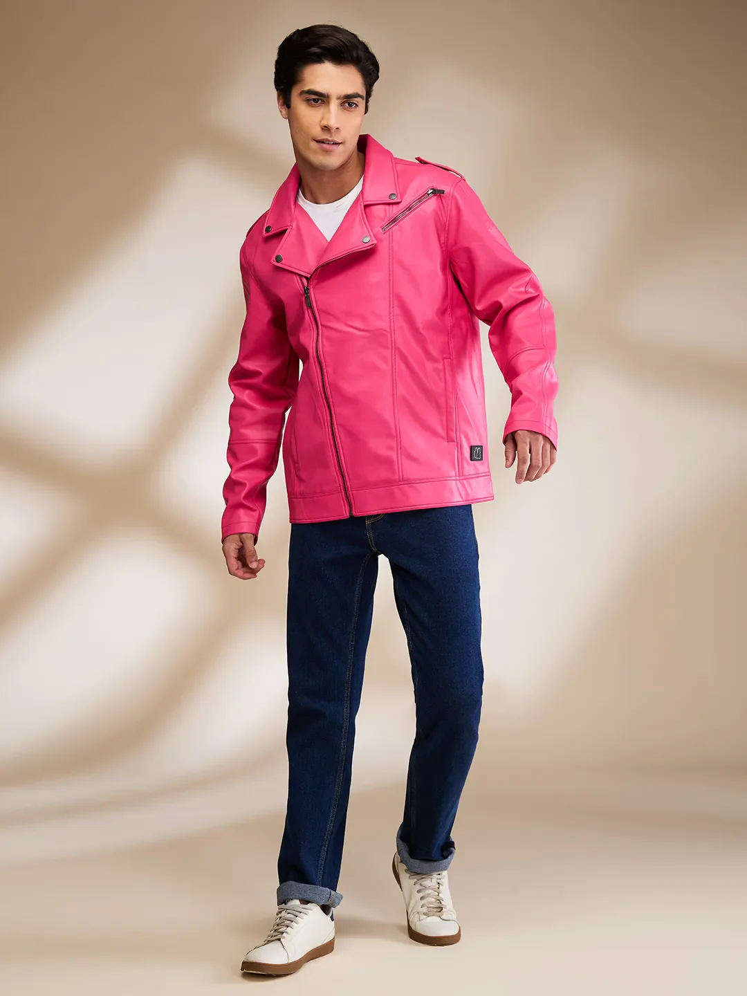 Pink Regular Fit Long Sleeves Men's Jacket by Being Human Clothing - Image 2