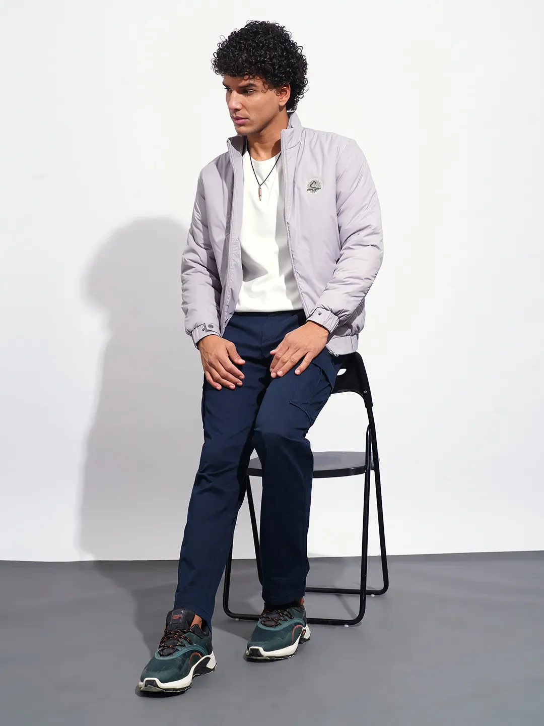 Silver Regular Fit Men's Jacket by Being Human Clothing - Image 4
