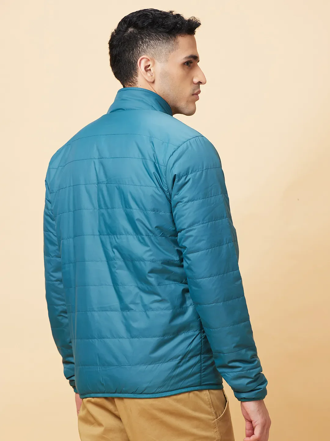 Turquoise Regular Fit Men's Jacket by Being Human Clothing - Image 3