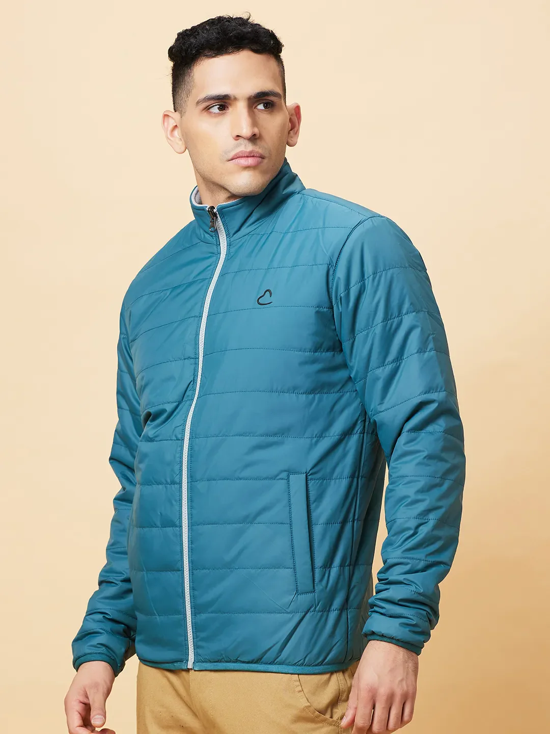 Turquoise Regular Fit Men's Jacket by Being Human Clothing - Image 4