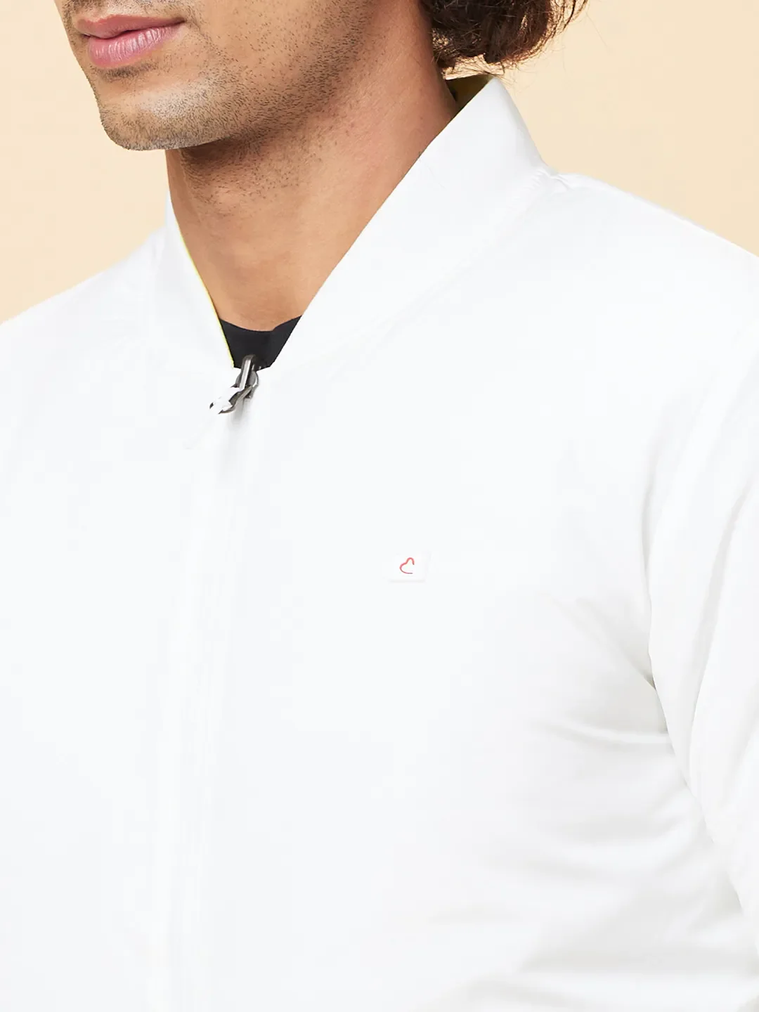White Regular Fit Men's Jacket by Being Human Clothing - Image 5