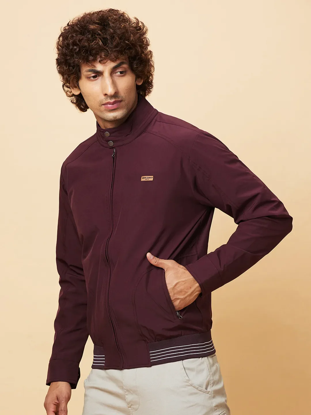 Wine Regular Fit Men's Jacket by Being Human Clothing - Image 4