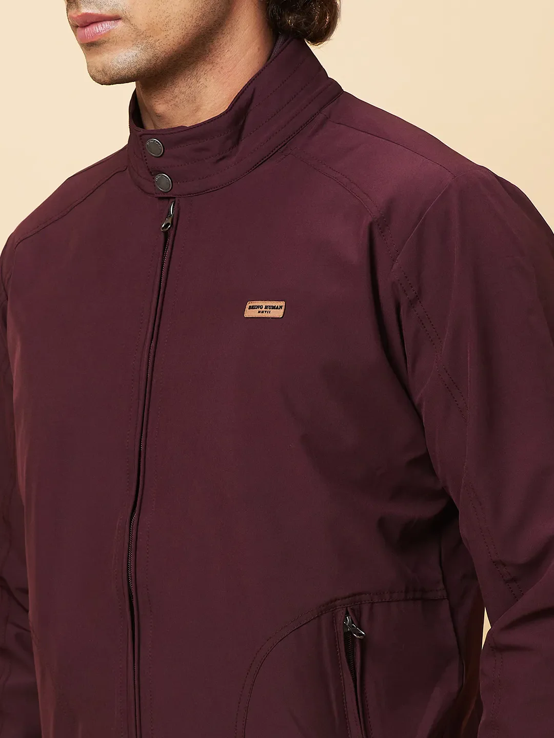 Wine Regular Fit Men's Jacket by Being Human Clothing - Image 5