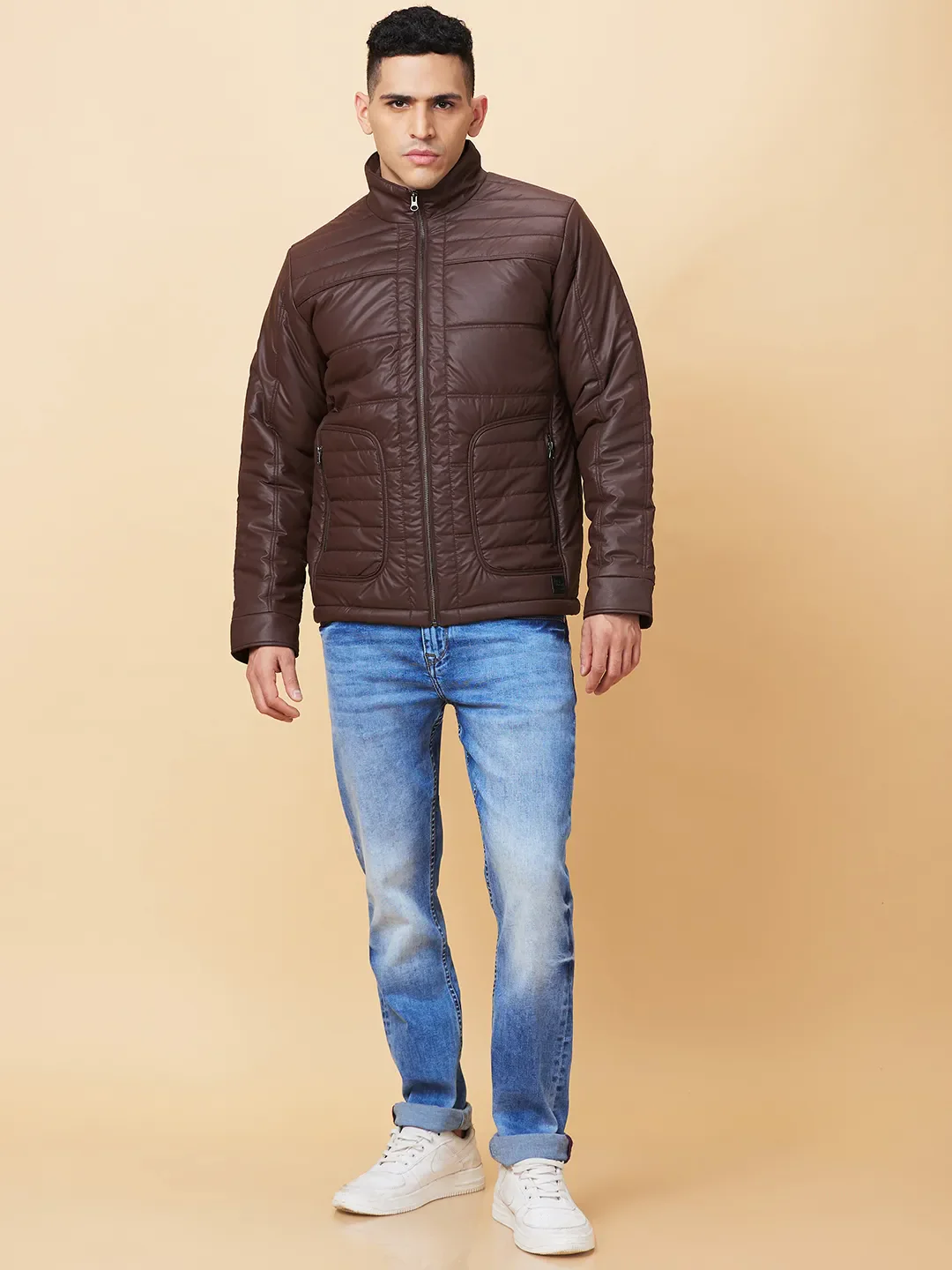 Brown Regular Fit Long Sleeves Men's Jacket by Being Human Clothing - Image 2