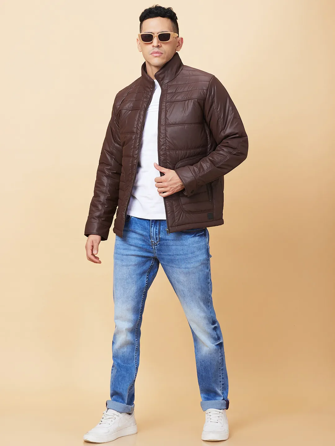 Brown Regular Fit Long Sleeves Men's Jacket by Being Human Clothing - Image 6