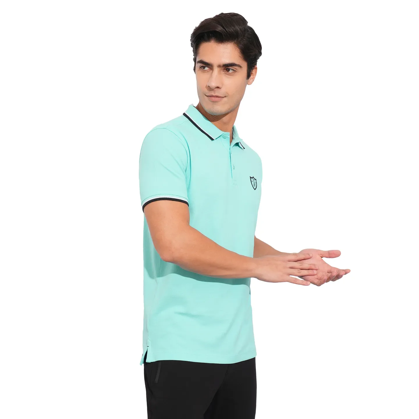 Aqua Regular Fit Men's Polo T-Shirt by Being Human Clothing - Image 2