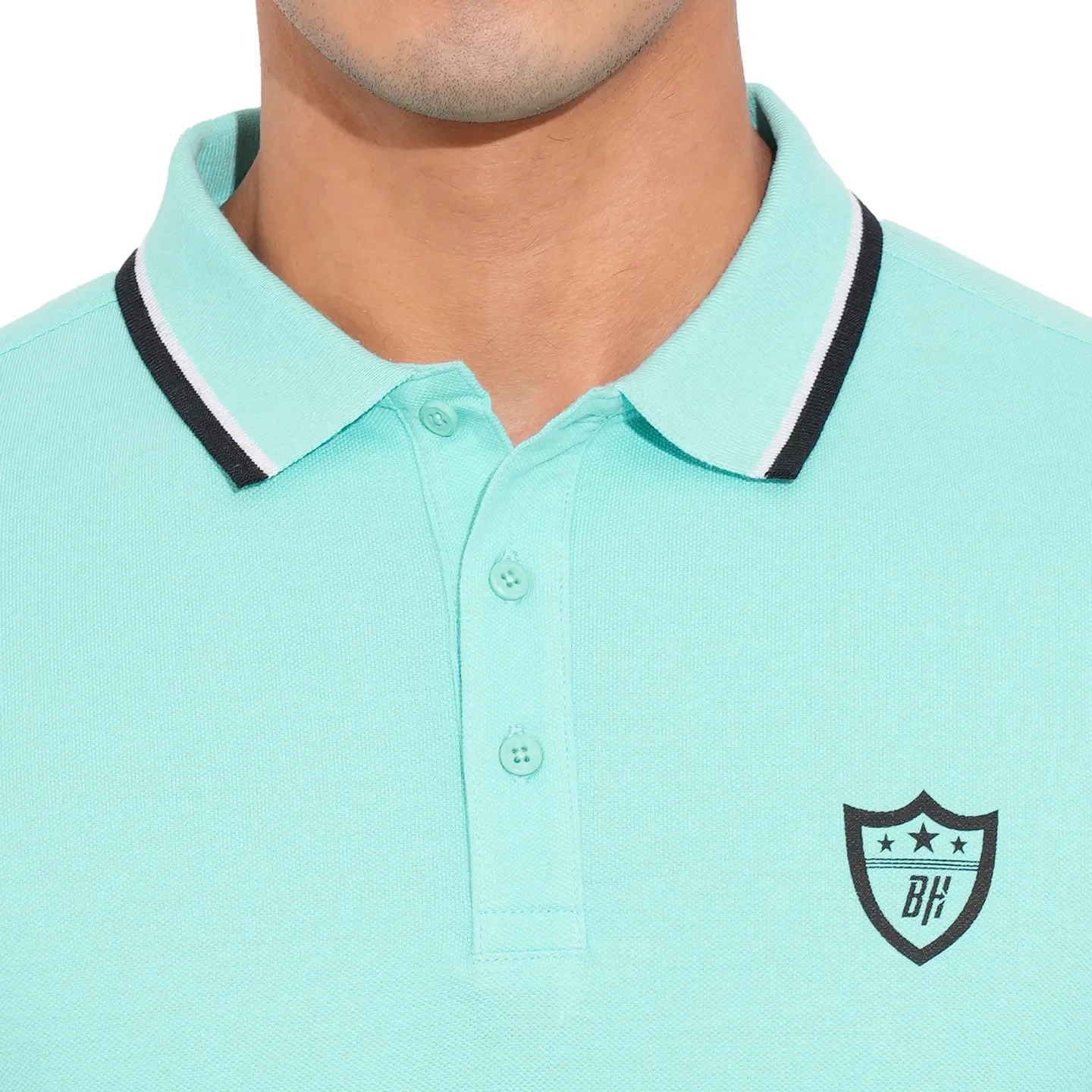 Aqua Regular Fit Men's Polo T-Shirt by Being Human Clothing - Image 5