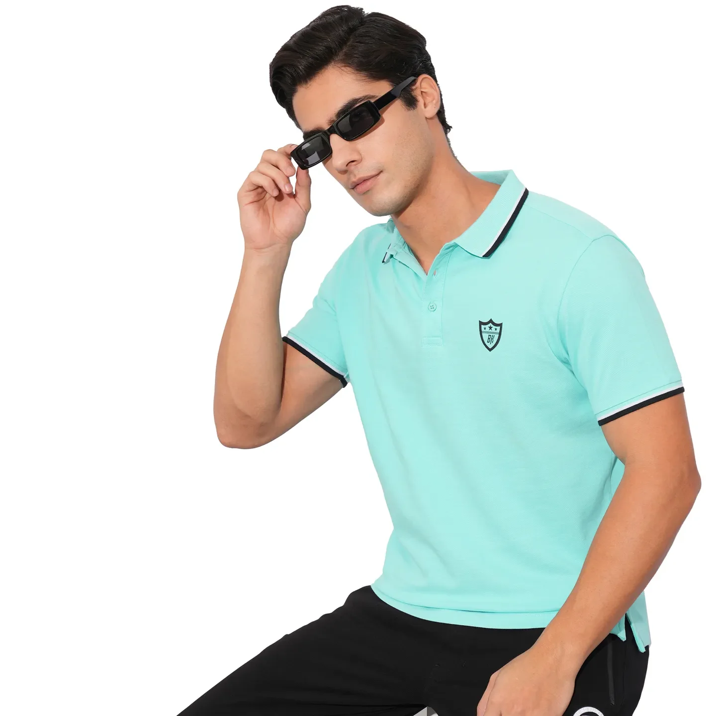 Aqua Regular Fit Men's Polo T-Shirt by Being Human Clothing - Image 6