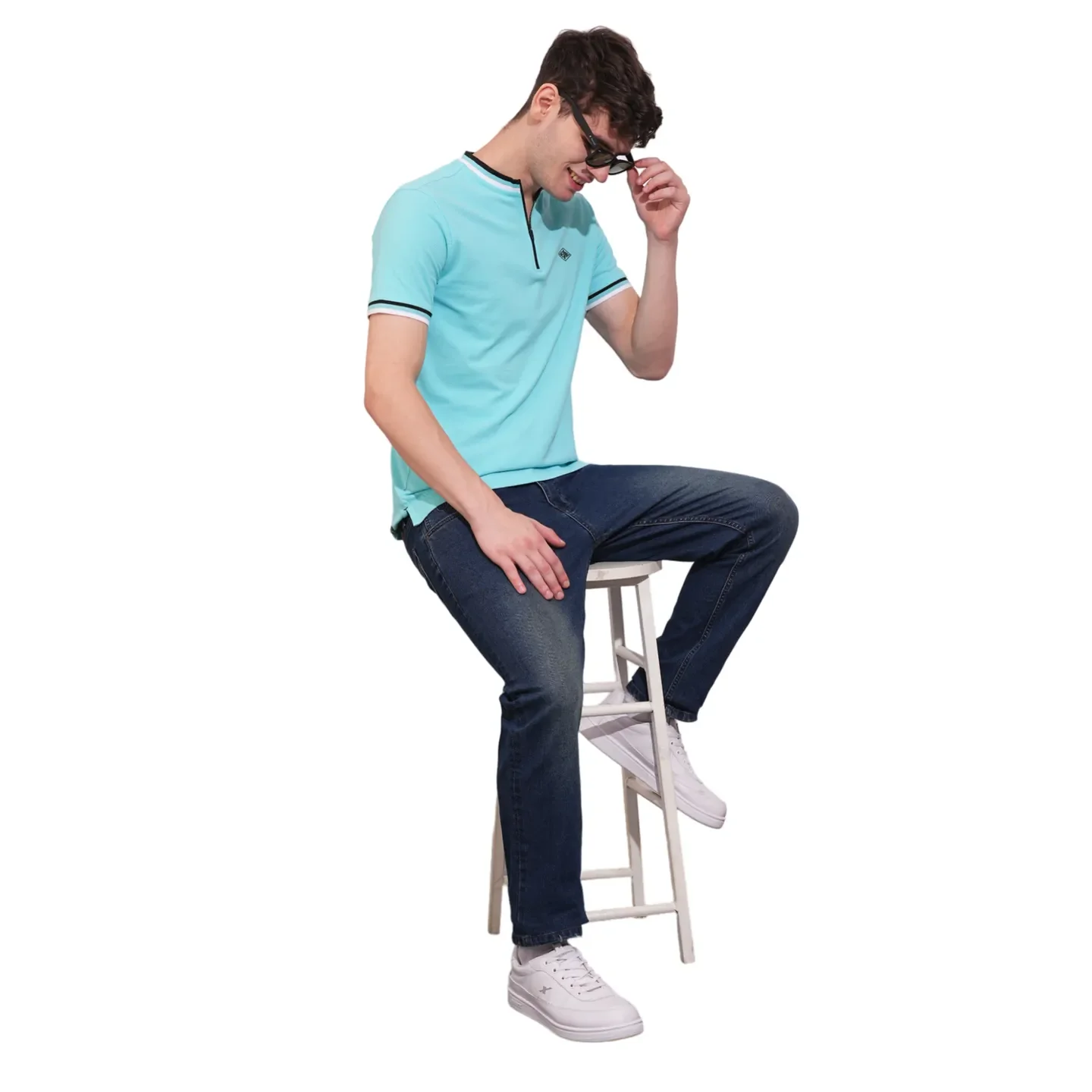 Aqua Regular Fit Men's Polo T-Shirt by Being Human Clothing - Image 4