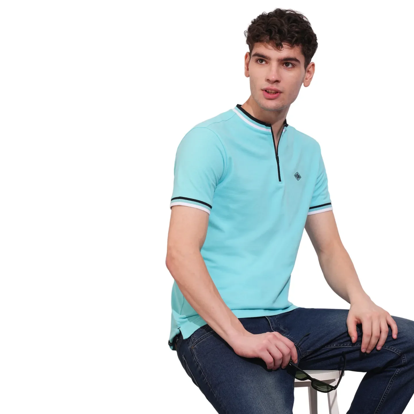 Aqua Regular Fit Men's Polo T-Shirt by Being Human Clothing - Image 6