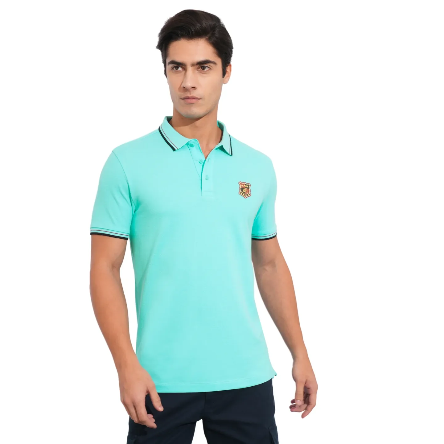 Aqua Regular Fit Men's Polo T-Shirt by Being Human Clothing