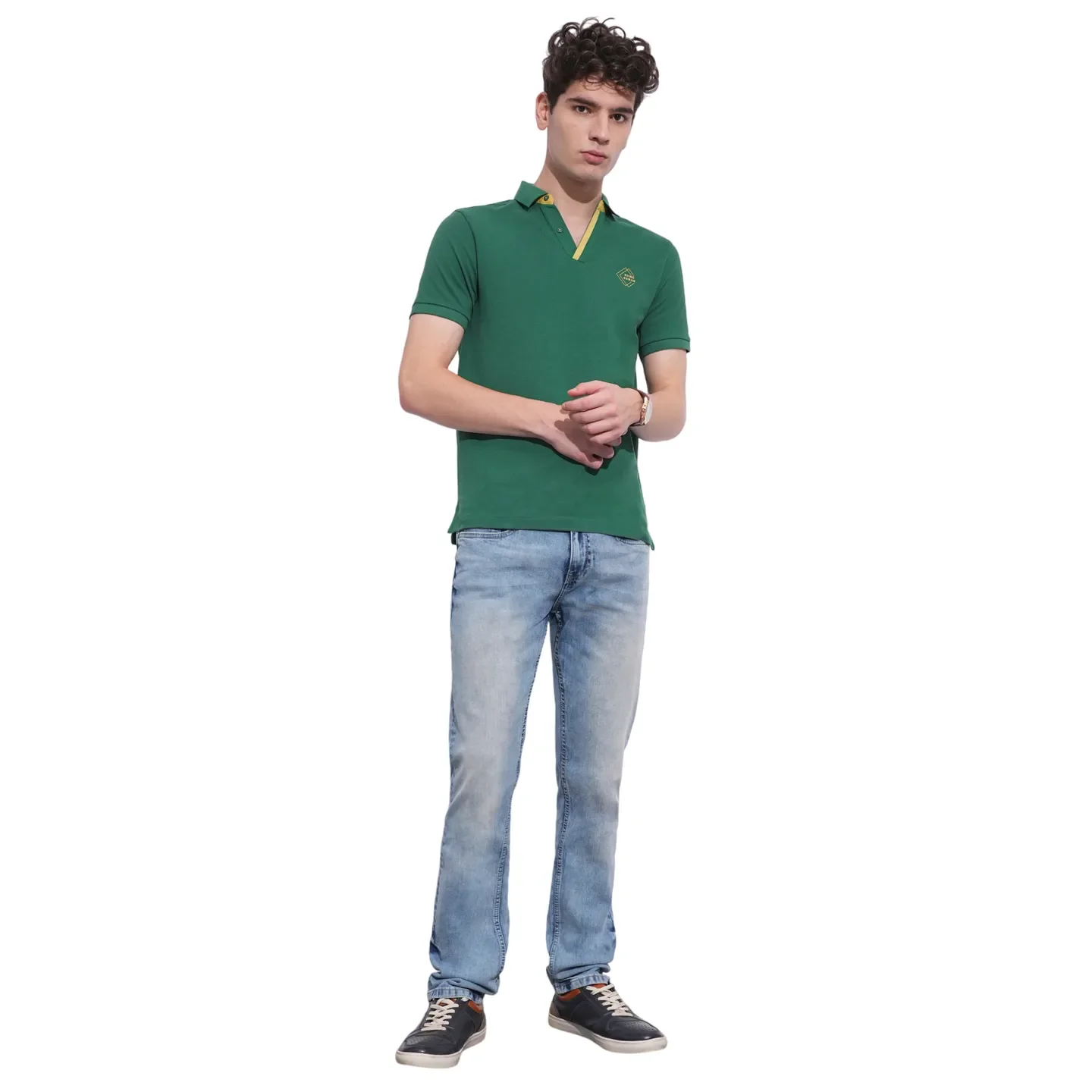 Green Regular Fit Men's Polo T-Shirt by Being Human Clothing - Image 4
