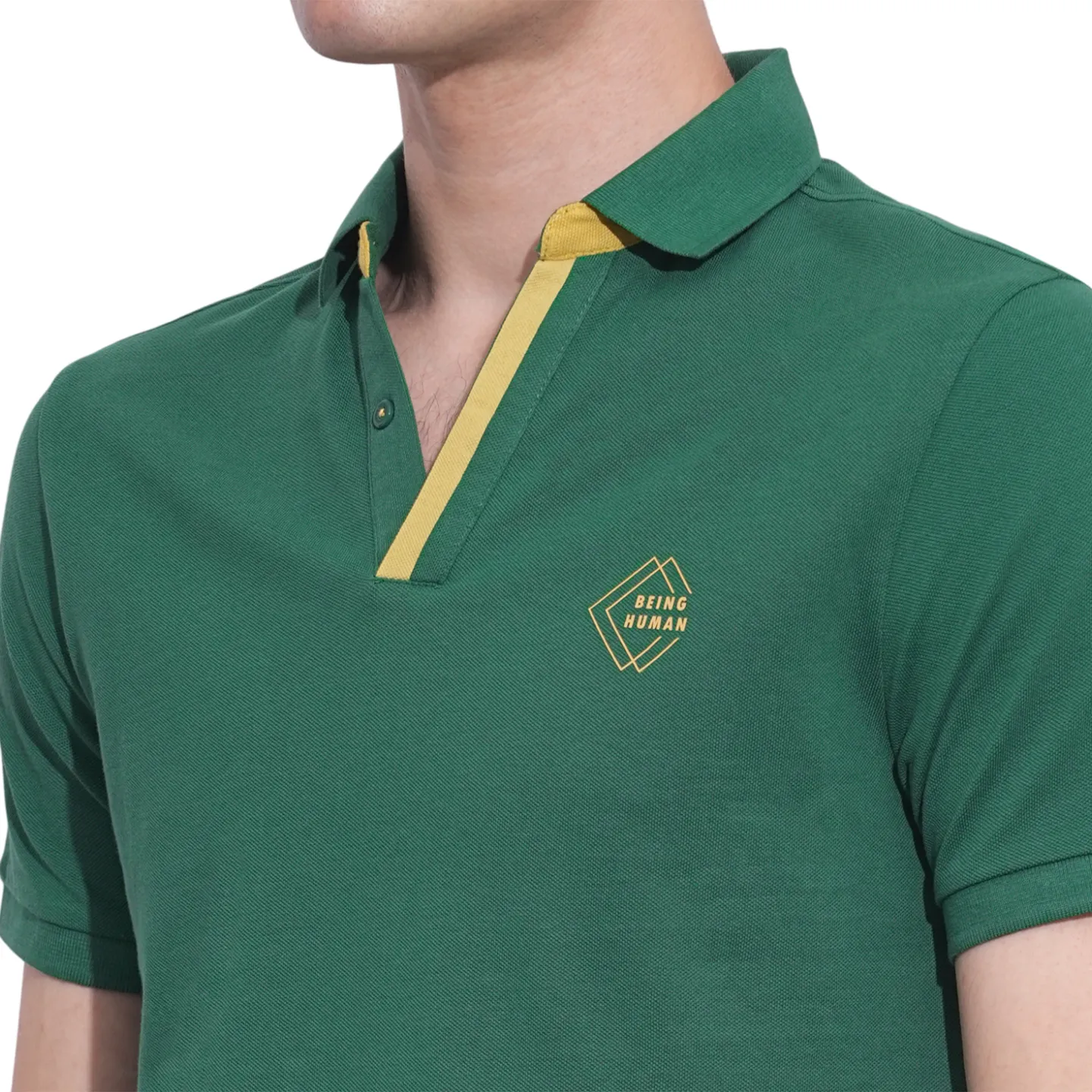 Green Regular Fit Men's Polo T-Shirt by Being Human Clothing - Image 5