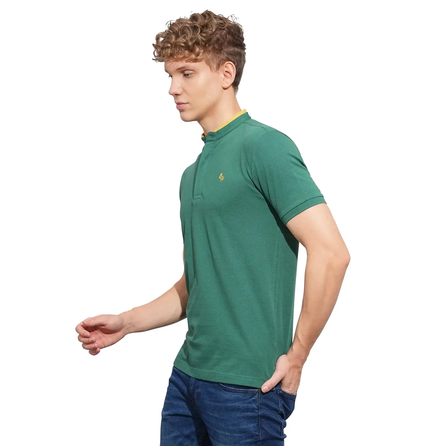 Green Regular Fit Men's Polo T-Shirt by Being Human Clothing - Image 2