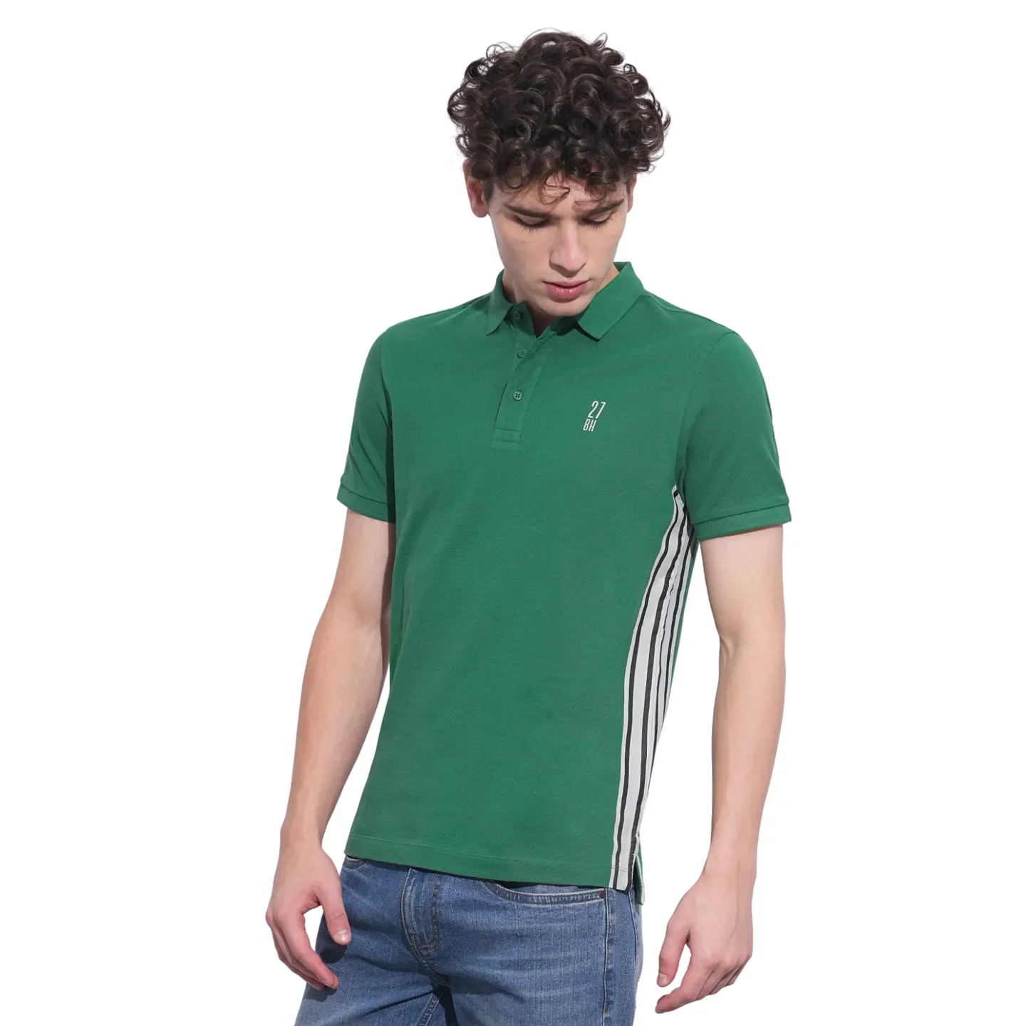 Green Regular Fit Men's Polo T-Shirt by Being Human Clothing - Image 2