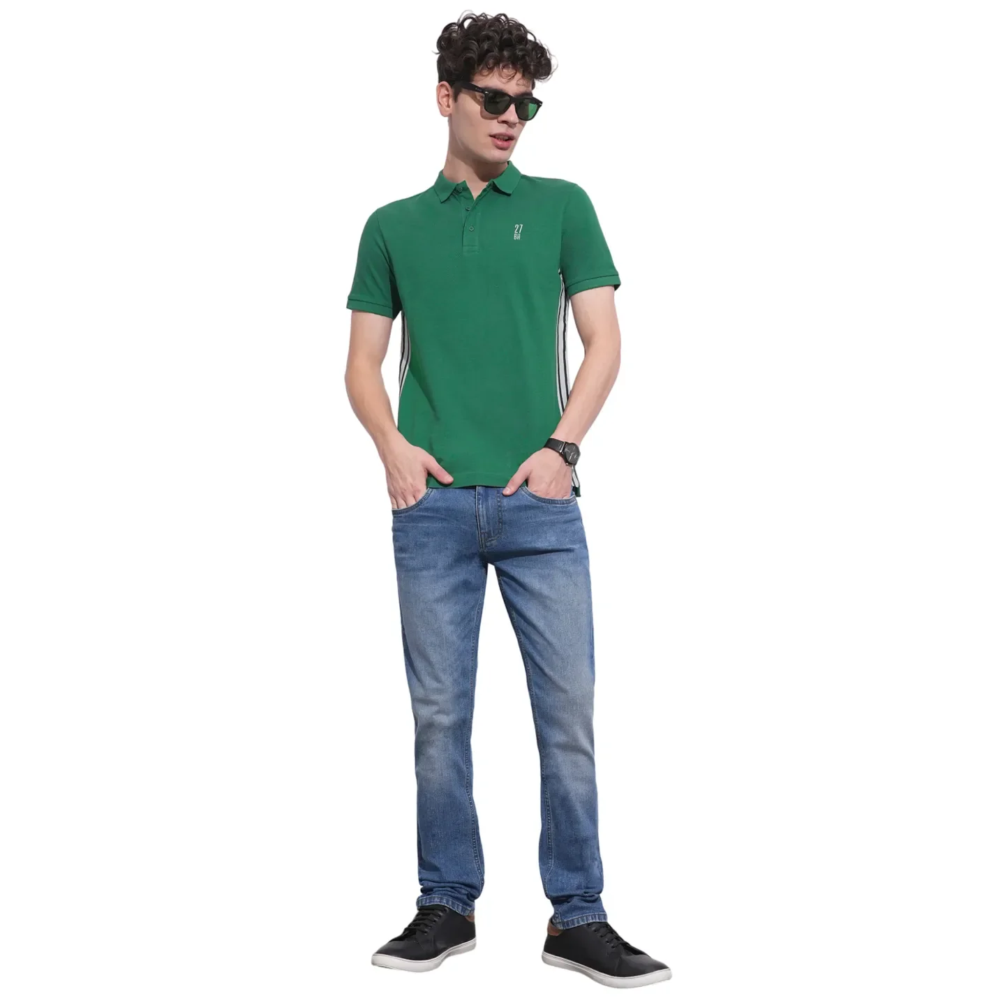 Green Regular Fit Men's Polo T-Shirt by Being Human Clothing - Image 4