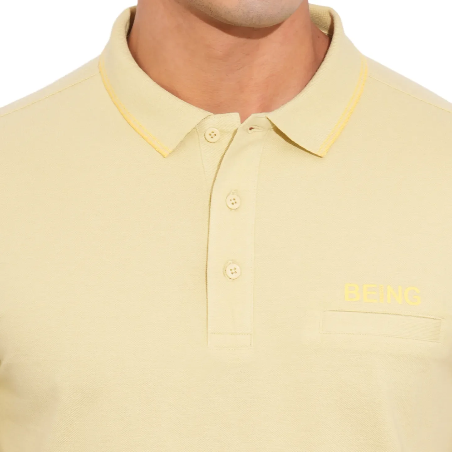 Beige Regular Fit Men's Polo T-Shirt by Being Human Clothing - Image 5