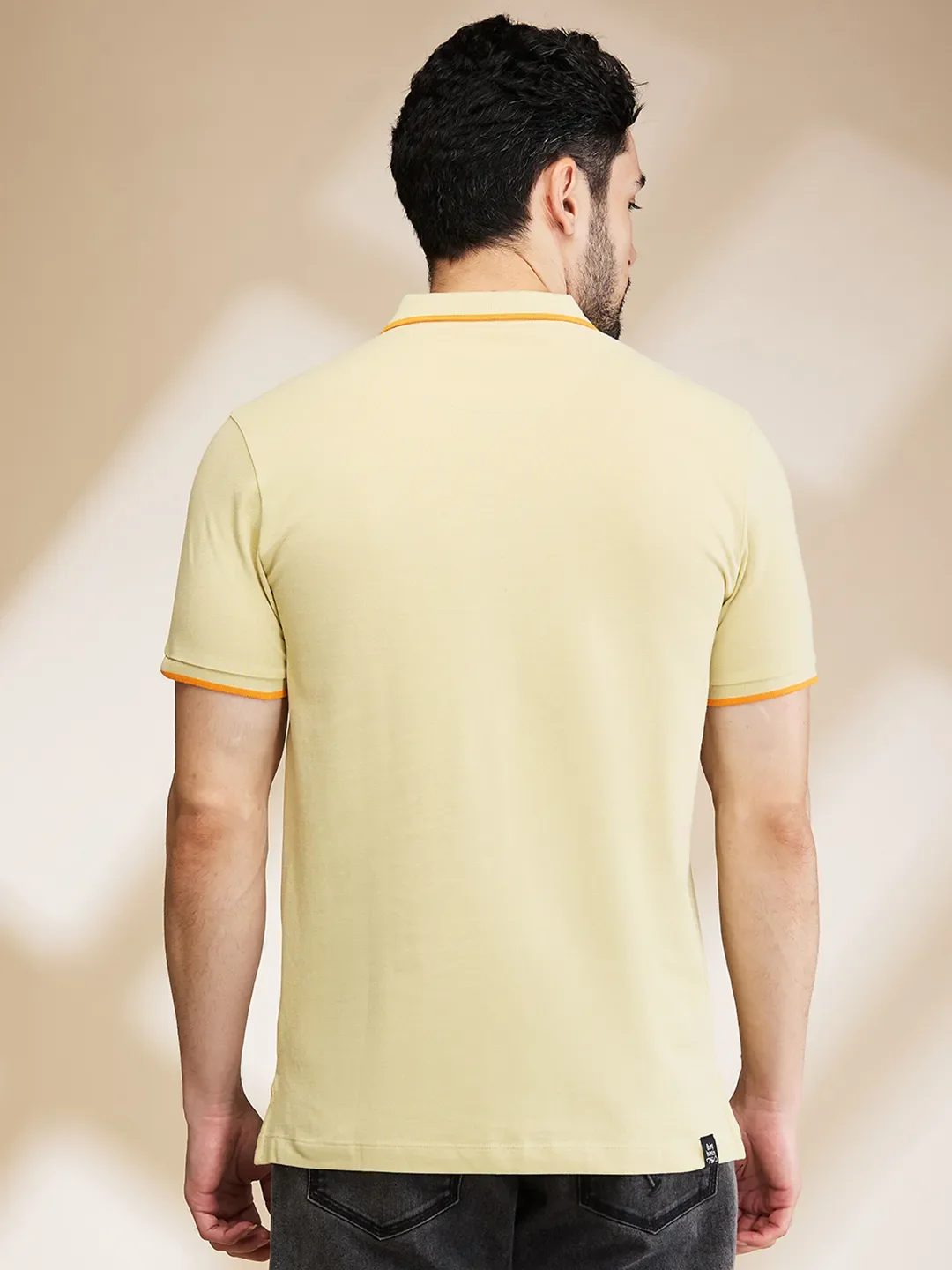Beige Regular Fit Men's Polo T-Shirt by Being Human Clothing - Image 3