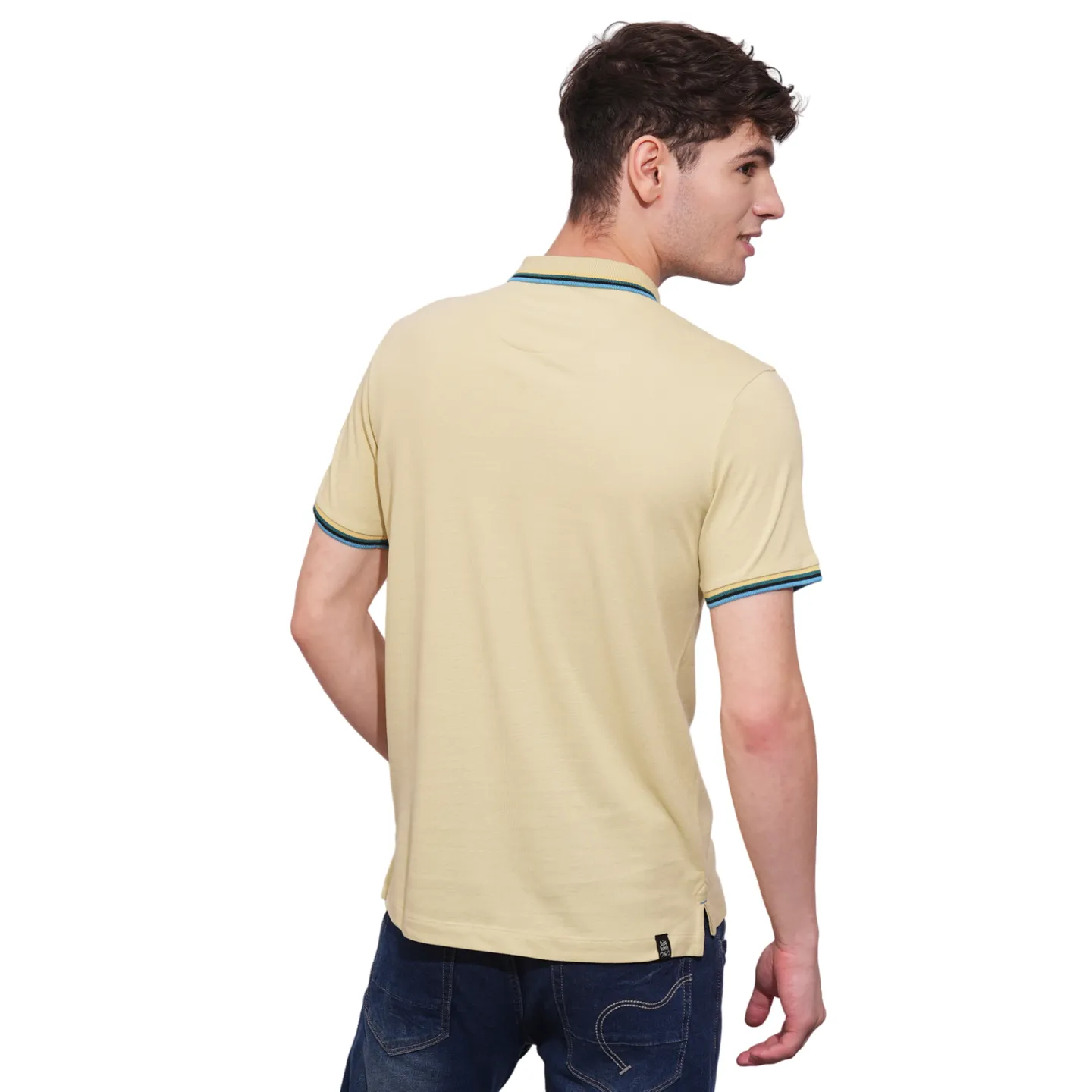 Beige Regular Fit Men's Polo T-Shirt by Being Human Clothing - Image 3