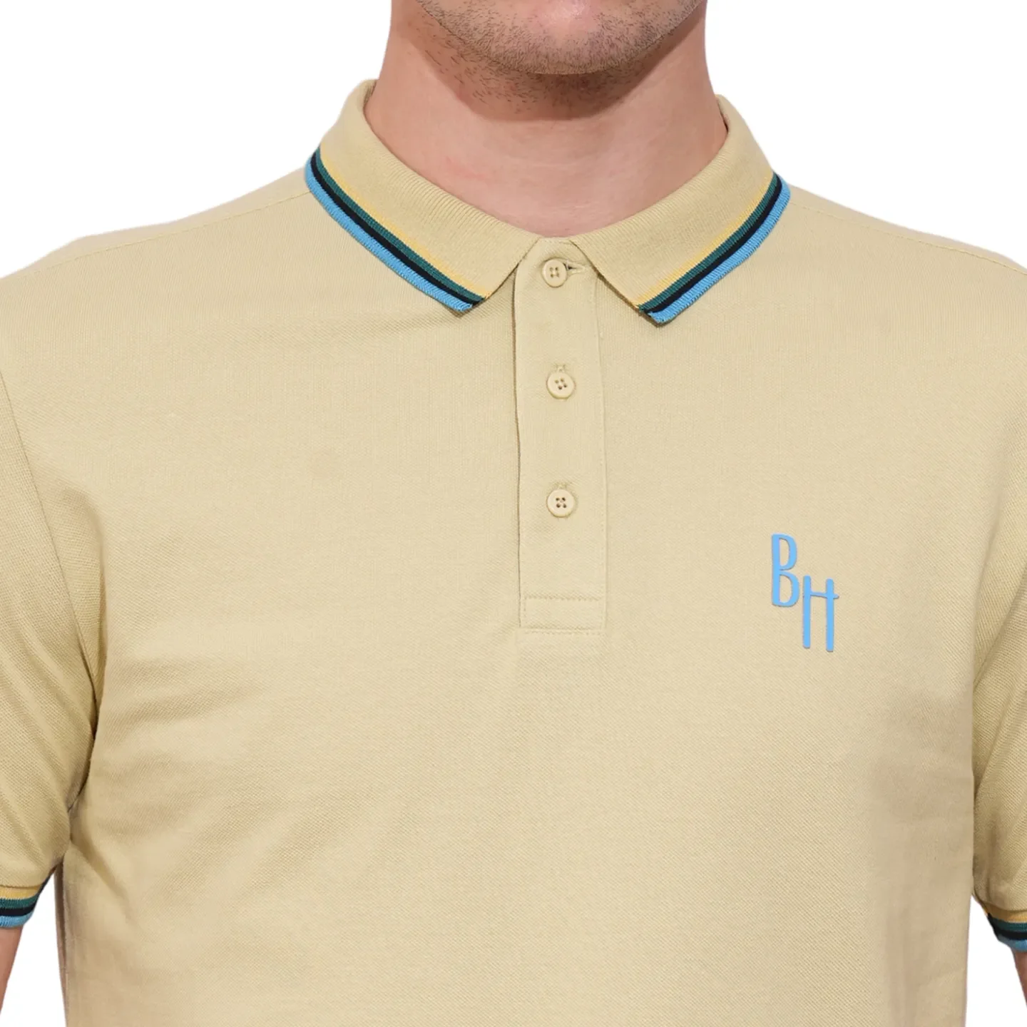 Beige Regular Fit Men's Polo T-Shirt by Being Human Clothing - Image 5