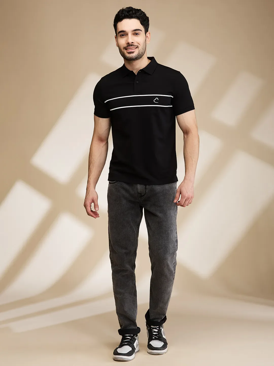 Black Regular Fit Men's Polo T-Shirt by Being Human Clothing - Image 2