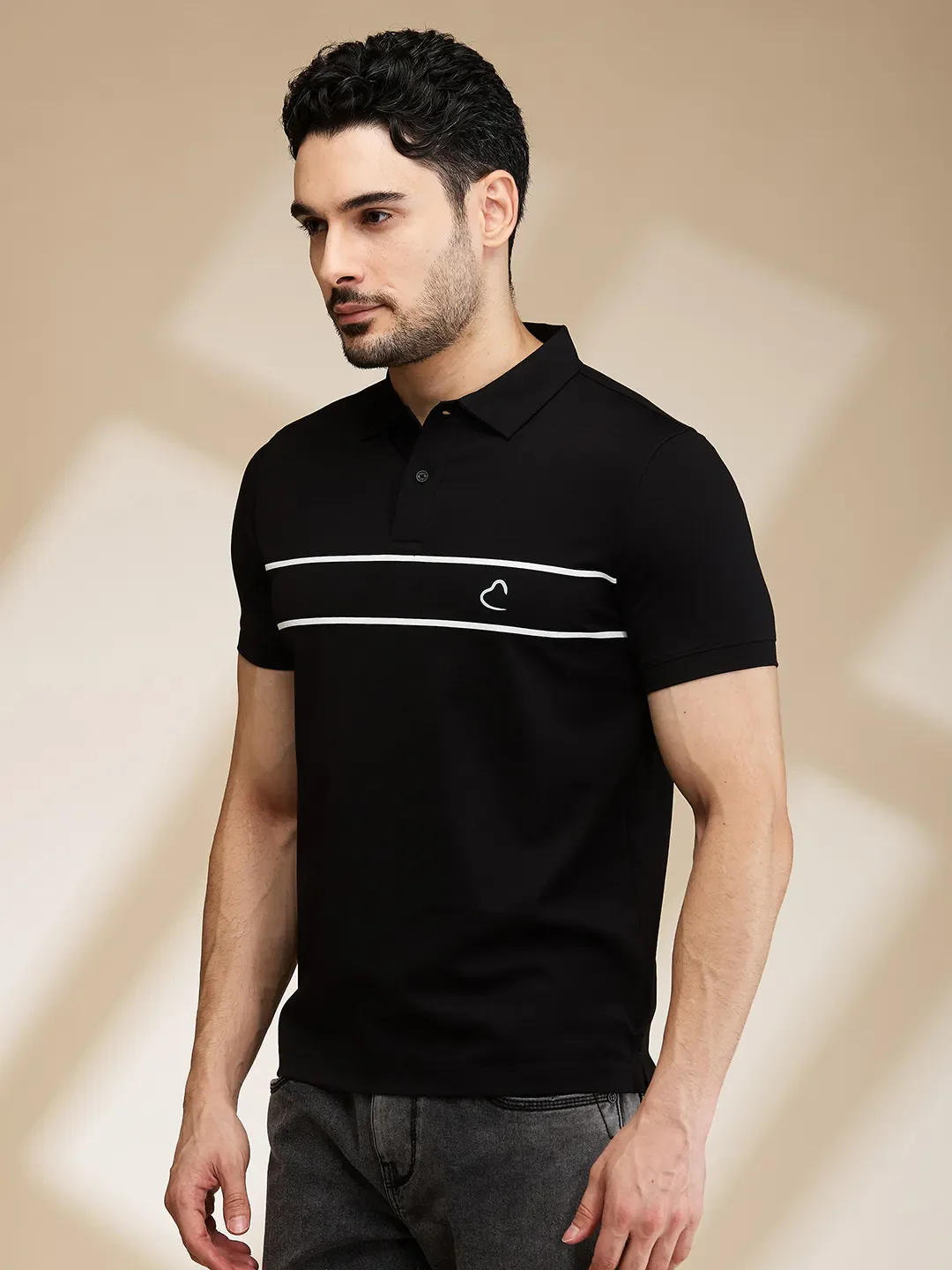 Black Regular Fit Men's Polo T-Shirt by Being Human Clothing - Image 4