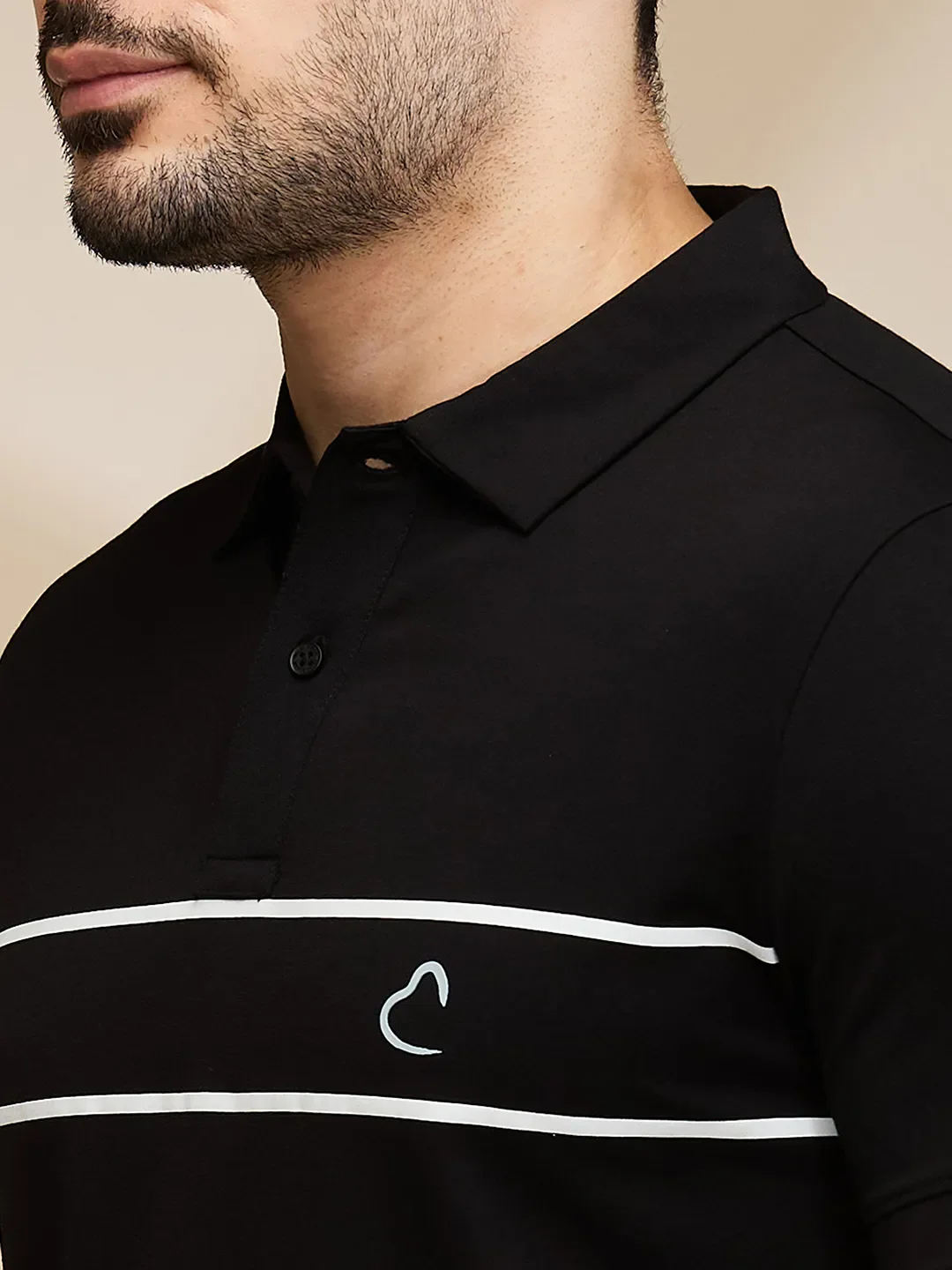 Black Regular Fit Men's Polo T-Shirt by Being Human Clothing - Image 5