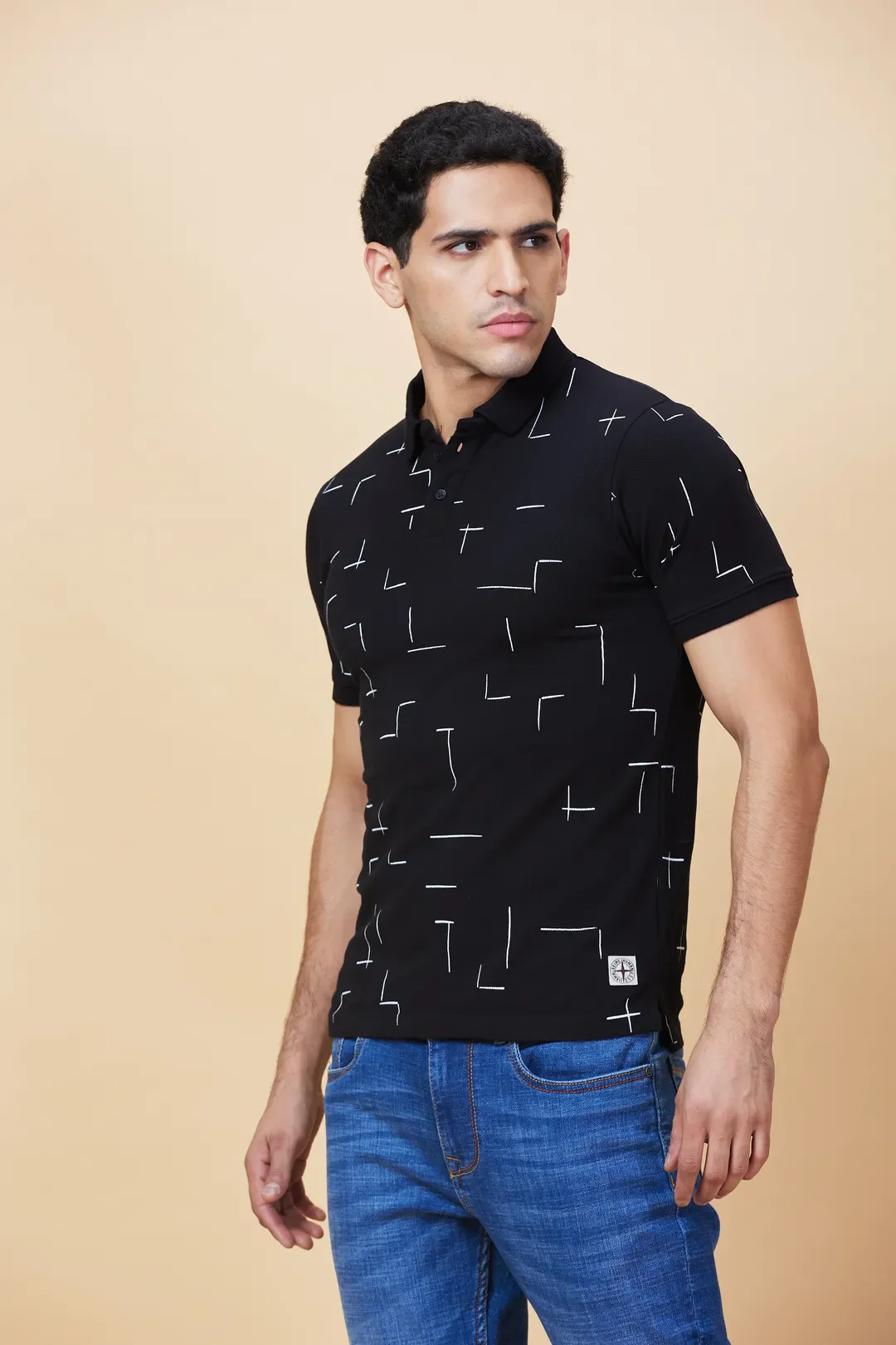 Black Regular Fit Men's Polo T-shirt by Being Human Clothing - Image 2