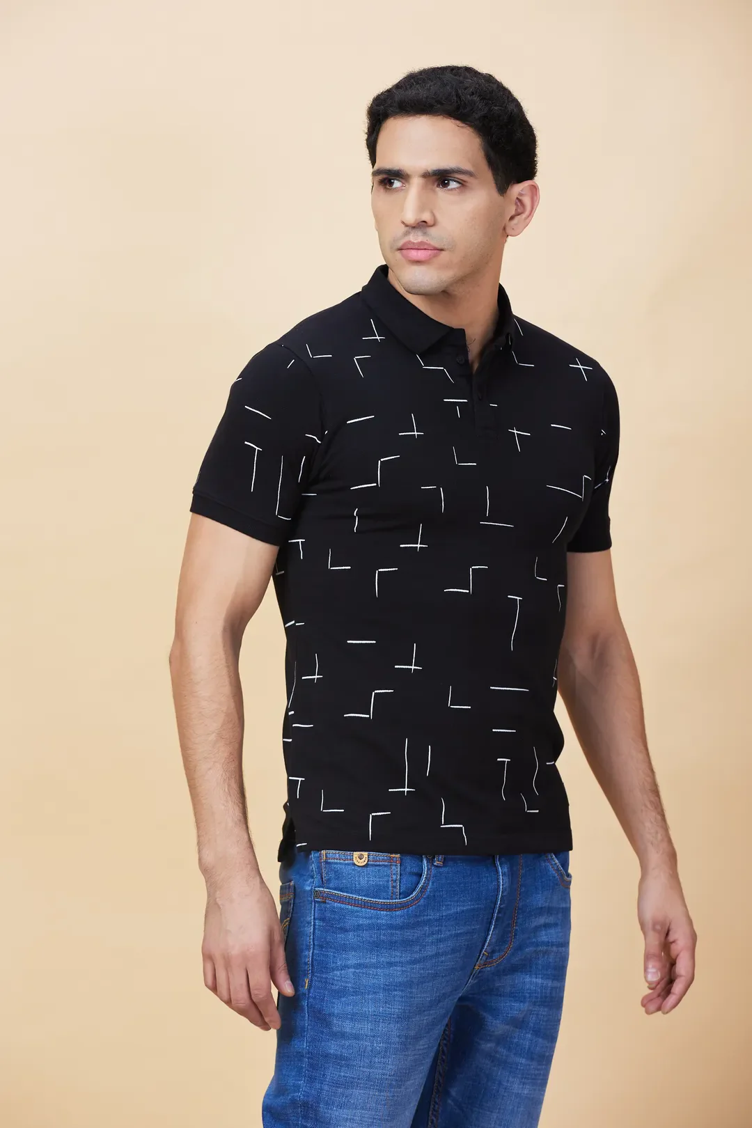 Black Regular Fit Men's Polo T-shirt by Being Human Clothing - Image 3