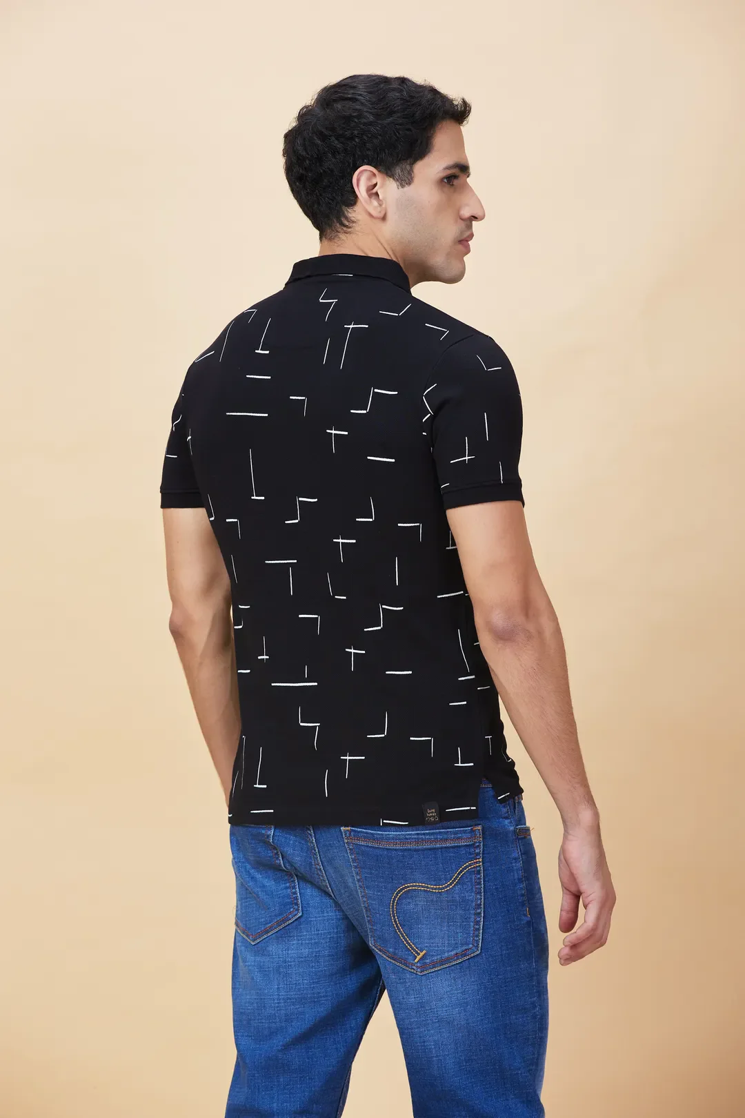 Black Regular Fit Men's Polo T-shirt by Being Human Clothing - Image 4