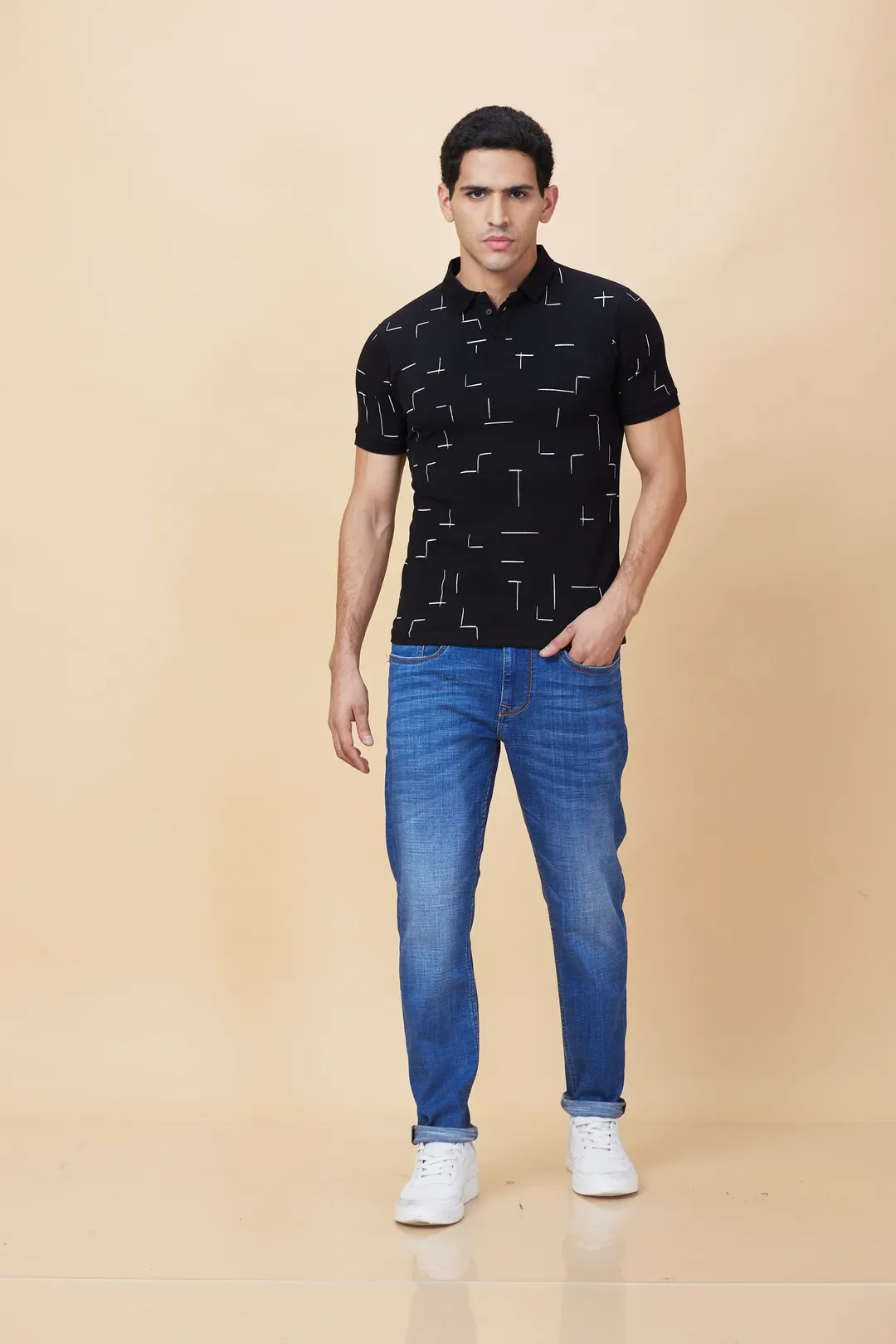 Black Regular Fit Men's Polo T-shirt by Being Human Clothing - Image 5